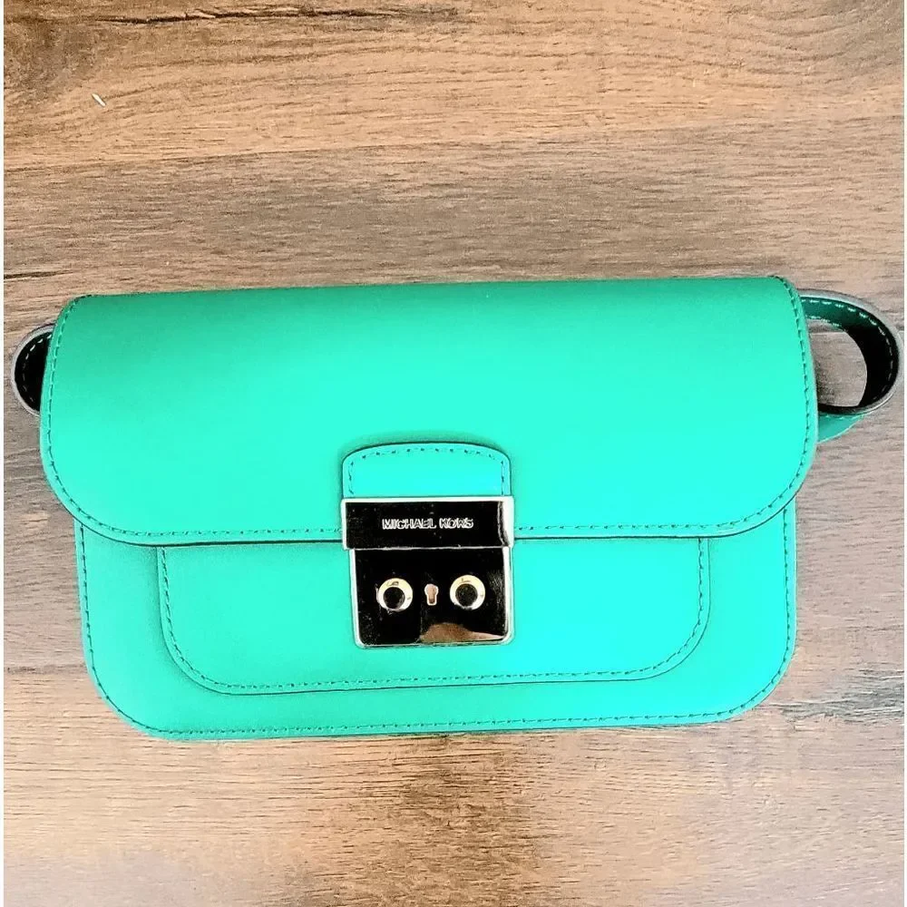 Michael Kors Sloan Editor Leather Shoulder Bag -Palmetto Green